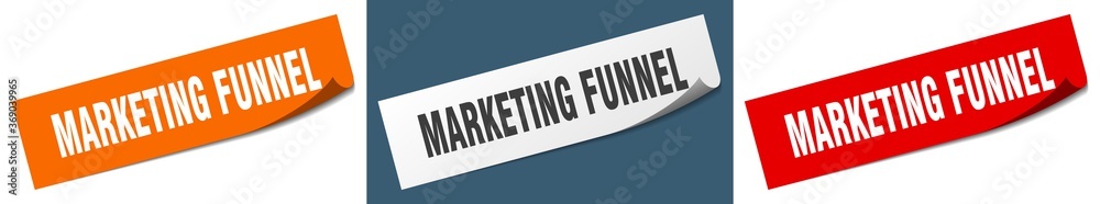 marketing funnel paper peeler sign set. marketing funnel sticker