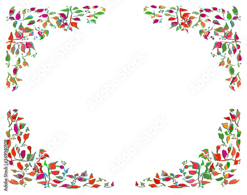 Wallpaper Mural autumn leaves frame with purple and pink and green colors illustration for photo or babyshower or wedding invitation Torontodigital.ca
