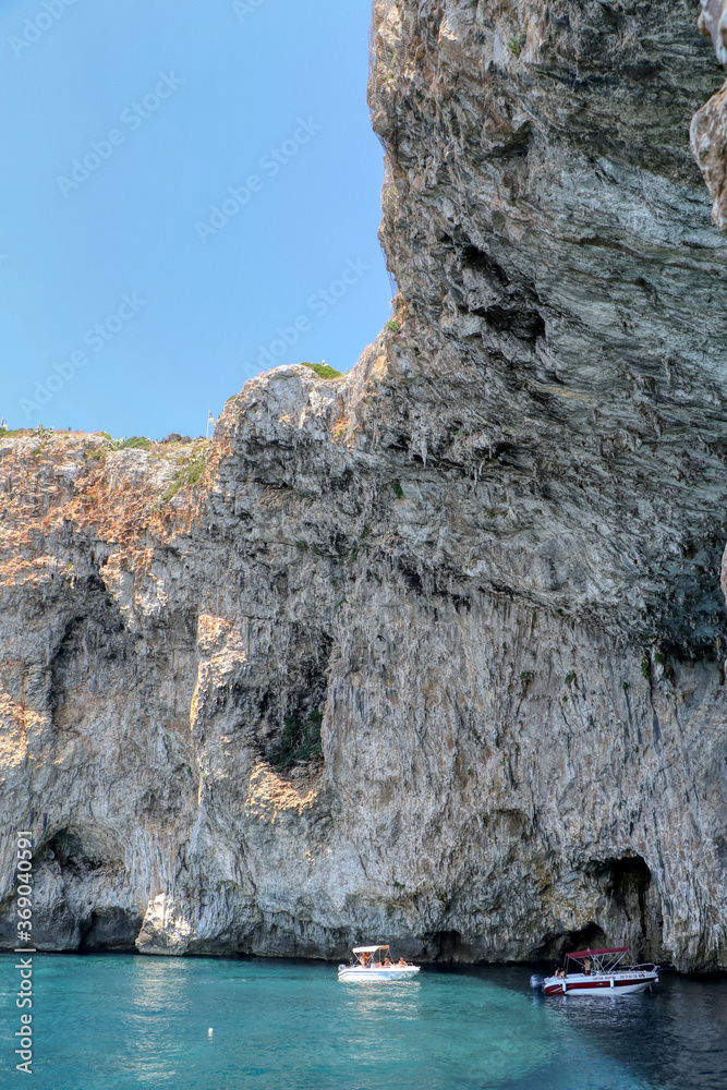 Entrance of the Zinzulusa caves in Castro, Lecce, Salento, Puglia, Italy