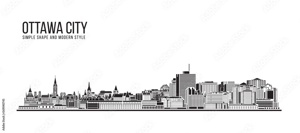 Cityscape Building Abstract Simple shape and modern style art Vector design - Ottawa city
