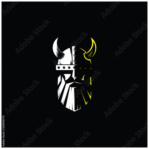 Viking mascot logo design. Trendy sport logotype illustration