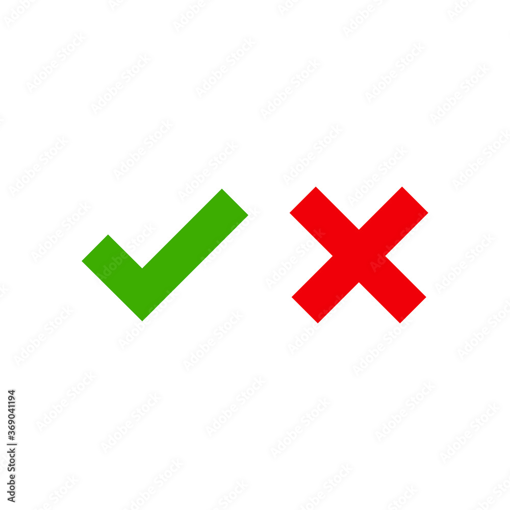 Tick marker and cross vector icon Tick marker and cross vector icon