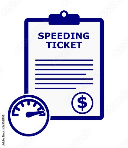 Blue speeding ticket citation vector set.