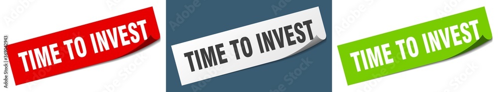 Fototapeta premium time to invest paper peeler sign set. time to invest sticker