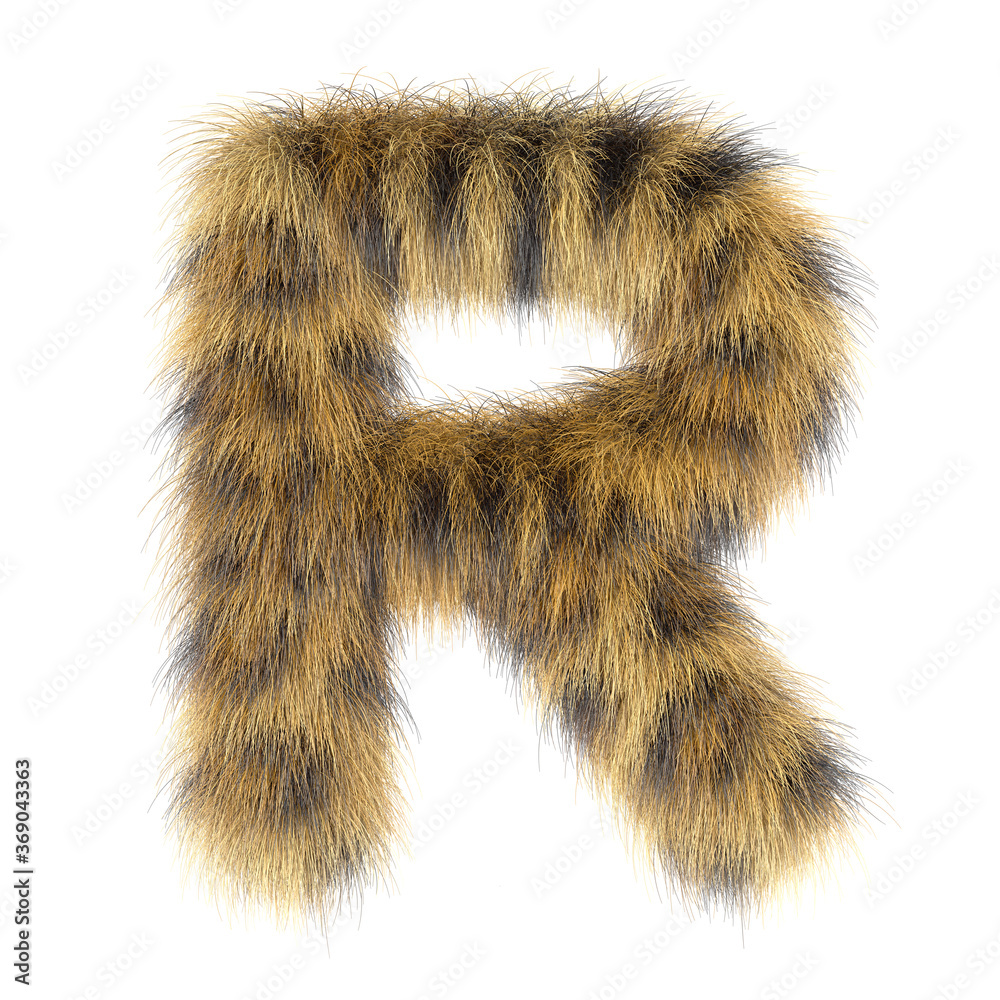3d Leopard creative funny cute fur letter R 3d Leopard creative funny cute fur letter R
