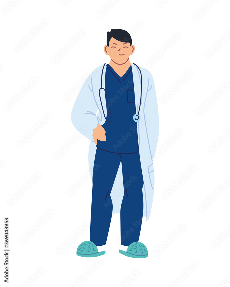 Isolated man doctor with stethoscope vector design Isolated man doctor with stethoscope vector design