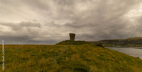 Red Bay Castle ruins, Antrim coast road, Waterfoot, County Antrim, Causeway coastal route, Glens of Antrim Area of Outstanding Natural Beauty, County Antrim, Northern Ireland