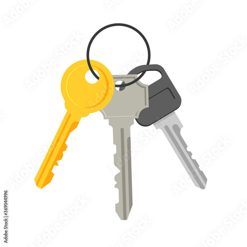 Bunch of keys. House appartment rental or sale concept. The concept of privacy, security and protection. Vector illustration in a flat trendy style.
