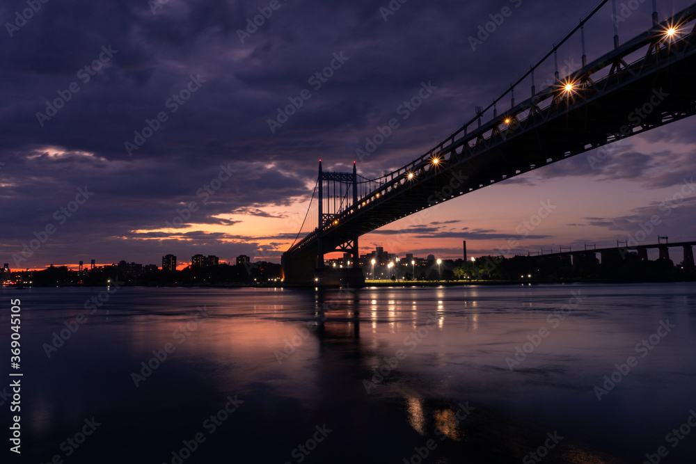 Triborough Bridge during a Beautiful Sunset over the East River connecting Astoria Queens New York to Wards and Randall's Island