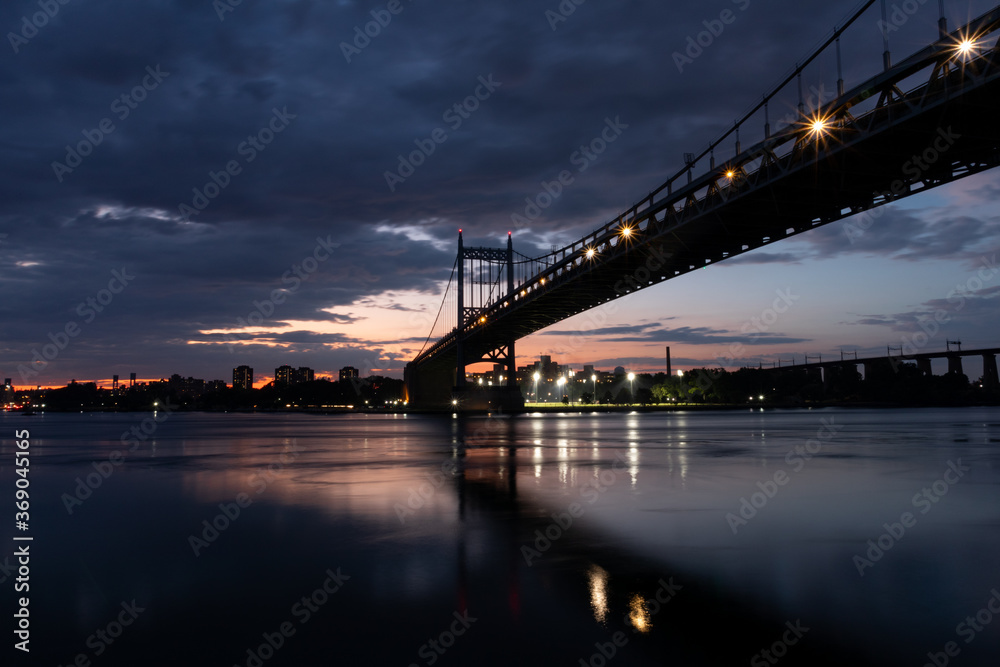 Triborough Bridge during a Beautiful Sunset over the East River connecting Astoria Queens New York to Wards and Randall's Island