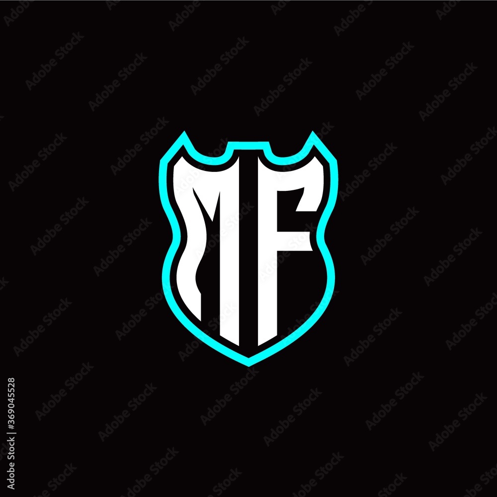 M F initial logo design with shield shape M F initial logo design with shield shape