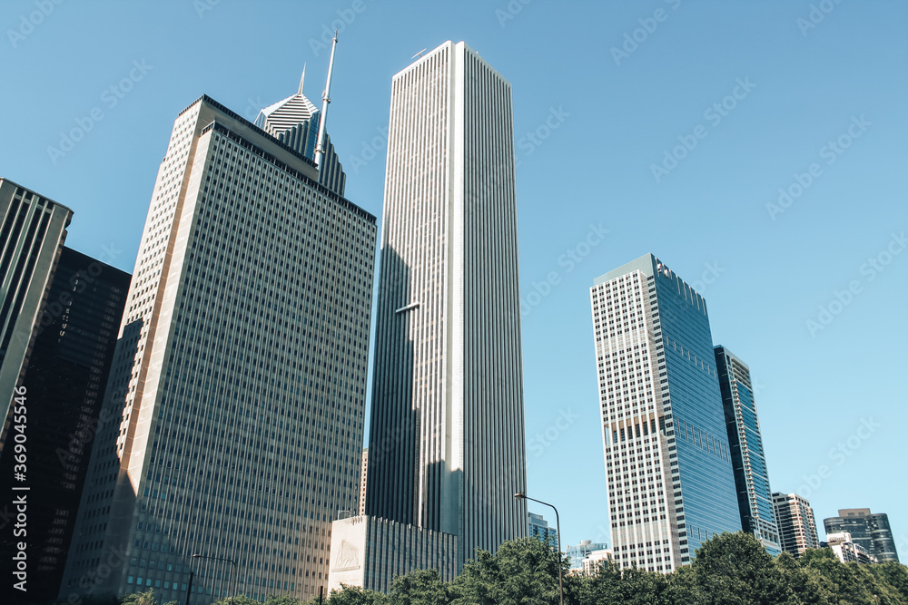 Big buildings in the city on a clear sunny day, career growth