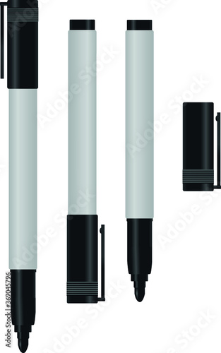 black whiteboard marker isolated on white background