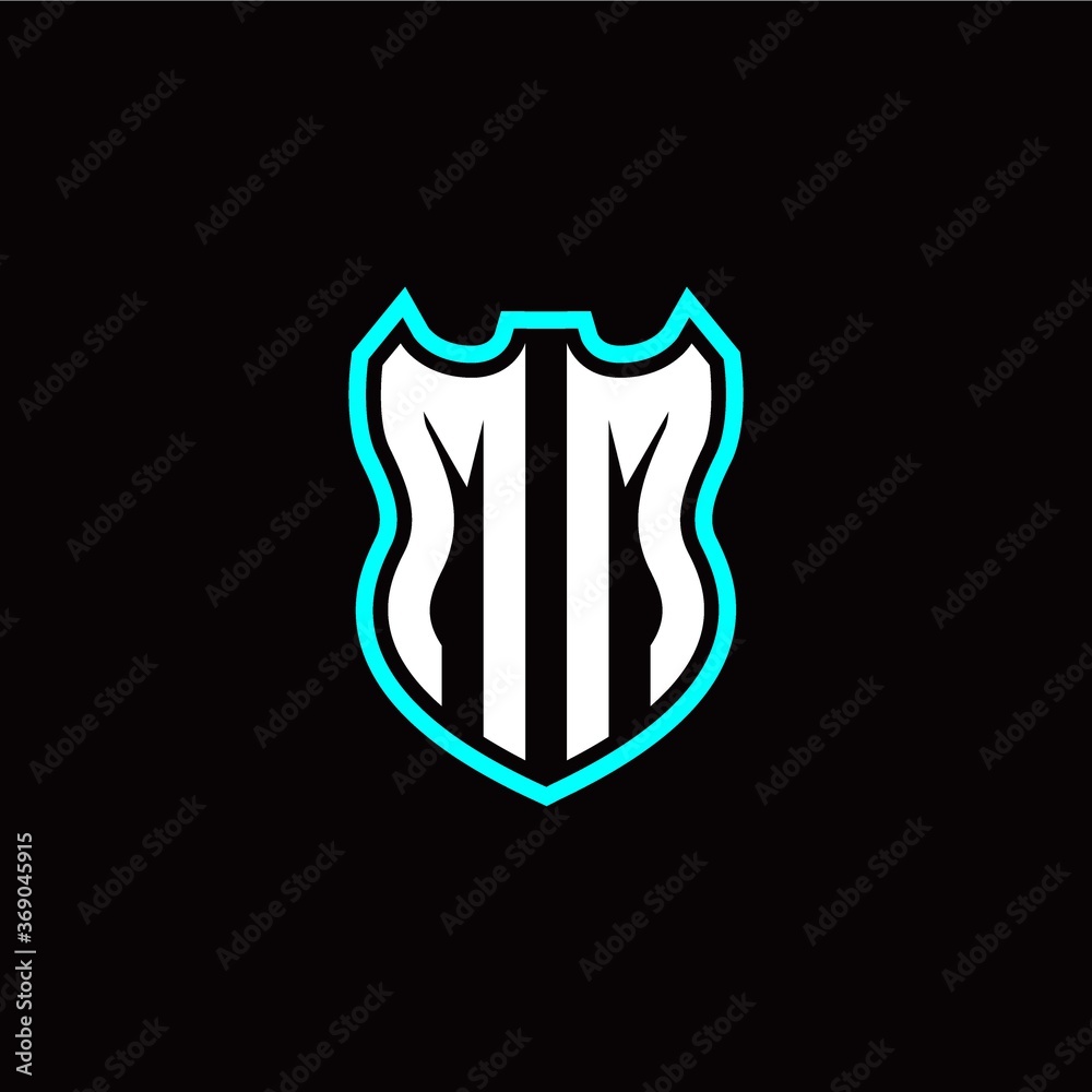 M M initial logo design with shield shape M M initial logo design with shield shape