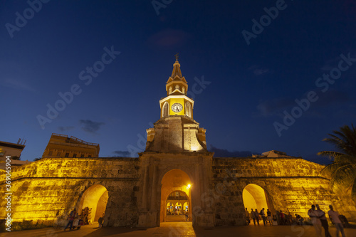 20-09-2012 Cartagena (Colombia) .The famous Clock Tower in a night photo..
