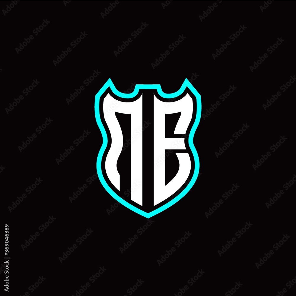 N E initial logo design with shield shape N E initial logo design with shield shape