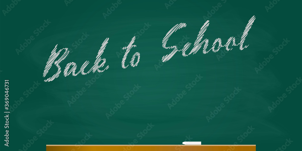 back to school chalkboard vector banner mock up, blackboard with chalk ...