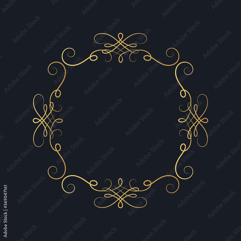 Hand drawn golden ornate square swirl border in vignette style. Vector isolated vintage certificate frame. Calligraphic gold scrolls for invitation card. Hand drawn golden ornate square swirl border in vignette style. Vector isolated vintage certificate frame. Calligraphic gold scrolls for invitation card.