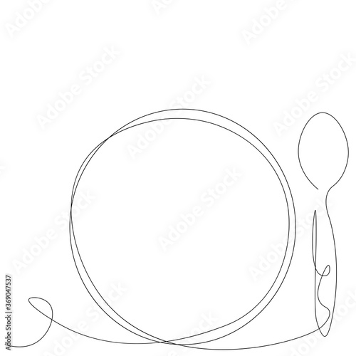 Wallpaper Mural Spoon and plate silhouette on white background. Vector illustration Torontodigital.ca