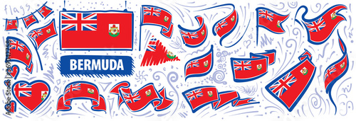Vector set of the national flag of Bermuda in various creative designs