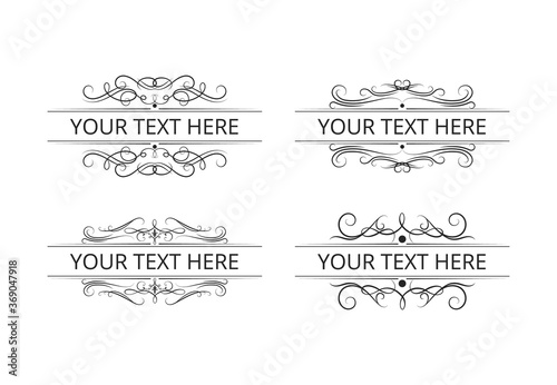 Ornate royal borders set with filigree scrolls. Vintage design collection of monogram swirl frames. Vector isolated certificate templates. 