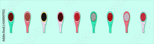 set of rice in wooden scoop