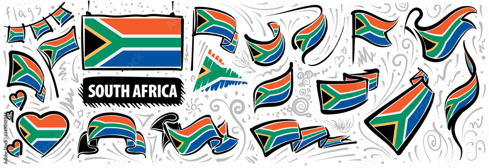 Fototapeta premium Flaga Republiki Południowej Afryki, ilustracji wektorowych na białym tle