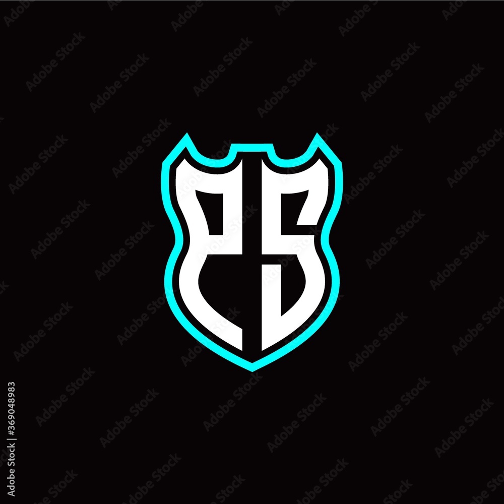 P S initial logo design with shield shape