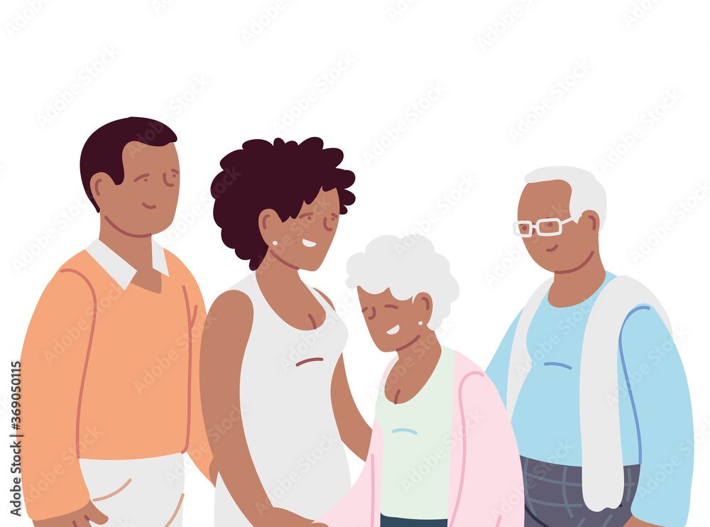 Fototapeta premium Grandmother grandfather daughter and son vector design