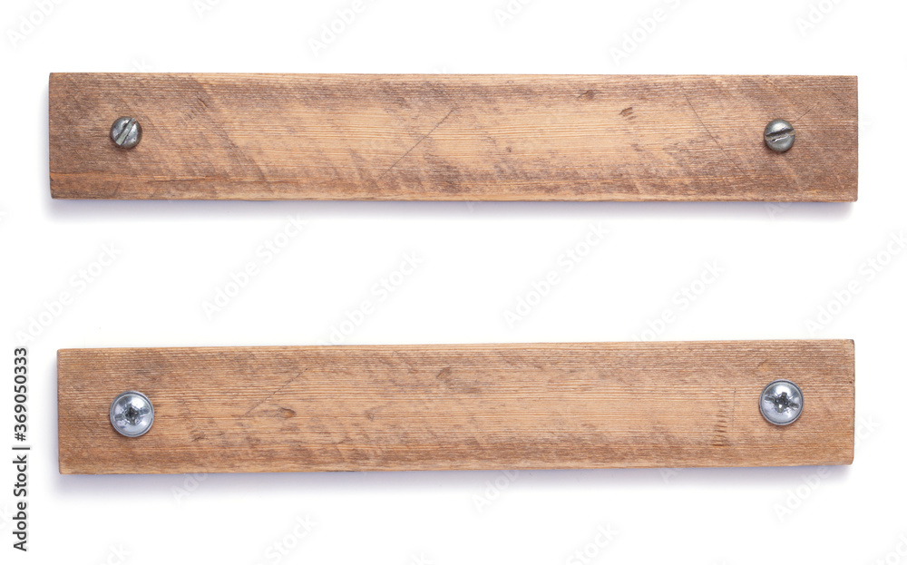 aged wooden board on white background