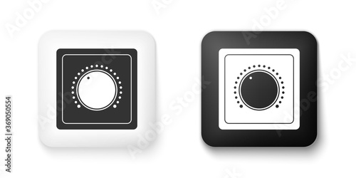 Black and white Electric light switch icon isolated on white background. On and Off icon. Dimmer light switch sign. Concept of energy saving. Square button. Vector.