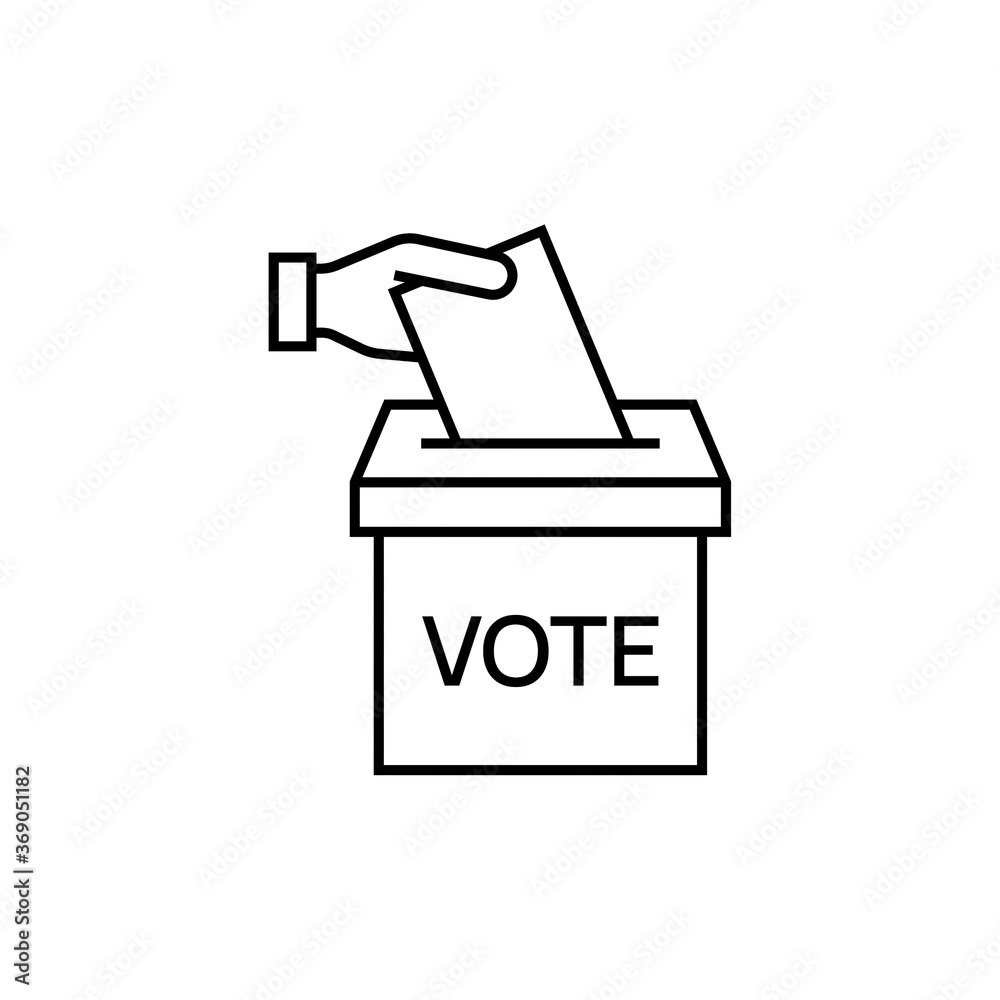 Vector vote line icon. Hand putting ballot paper in the voting box. Election illustration. Vector vote line icon. Hand putting ballot paper in the voting box. Election illustration.