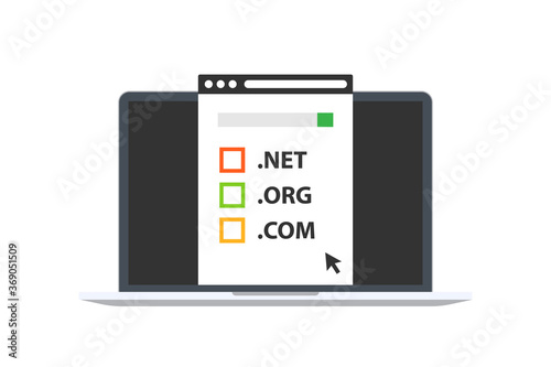 Domain icon concept laptop flat style