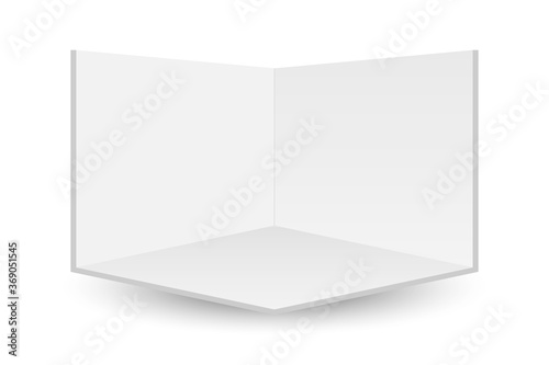 Exhibition booth with shadow on white background
