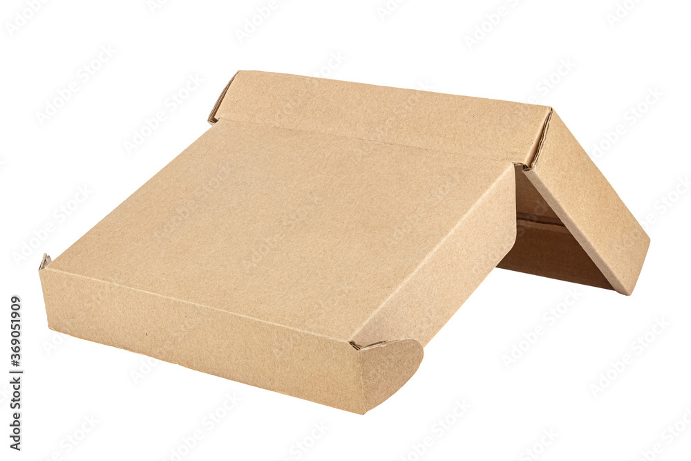 Lying upside down open flat brown carton box isolated on white background Lying upside down open flat brown carton box isolated on white background