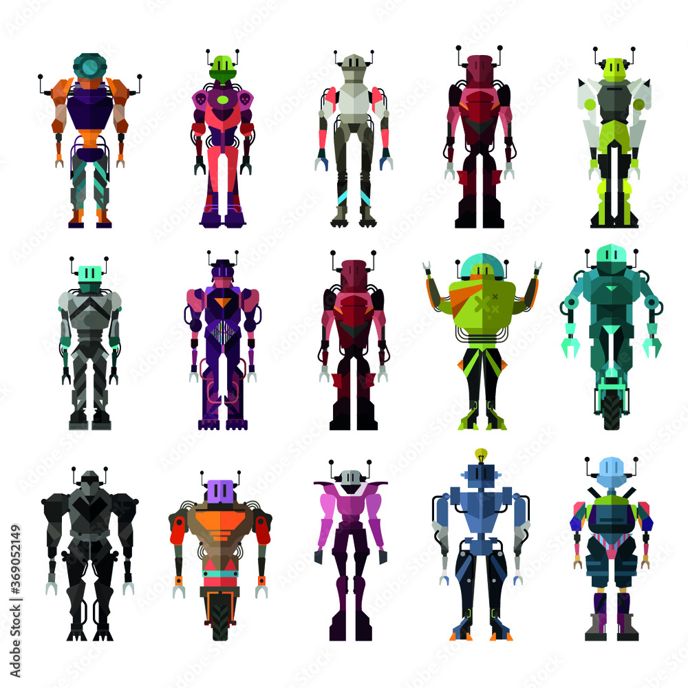 Naklejka premium Set of Robot characters (with full body)