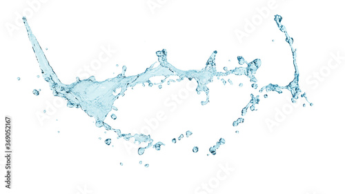 Drinking water and abstract water splash isolated on white background
