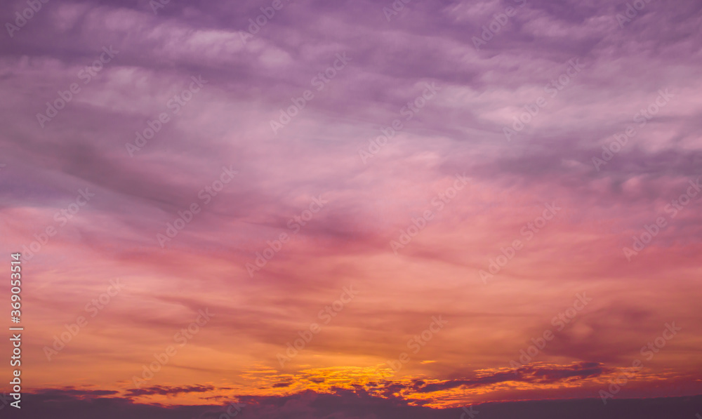 The dramatic sky sunrise or sunset for background. Beautiful light and cloud.