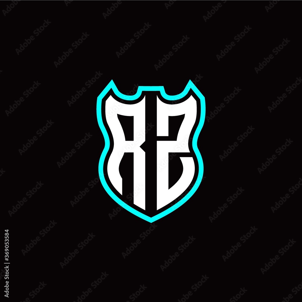 R Z initial logo design with shield shape R Z initial logo design with shield shape