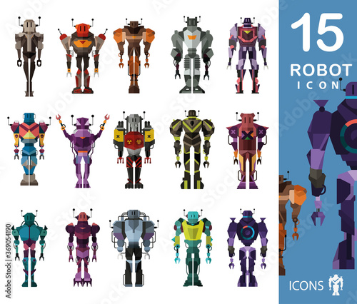 Robot set set of 15 quality vector robots