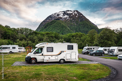 Canvas Print camper in the campsite in Norway