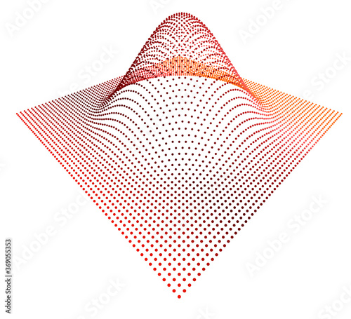 Data slice in the volume function of point data. Three-dimensional flow information. The bulge of the mountain science.