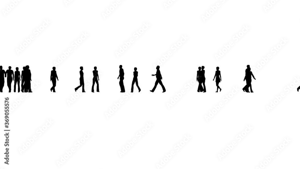 Silhouettes of a crowd people on white Business concept. 4k Silhouettes of a crowd people on white Business concept. 4k