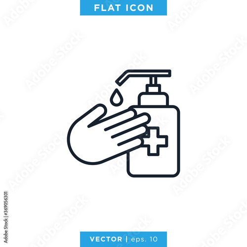 Hand sanitizer icon vector design template. Editable stroke
