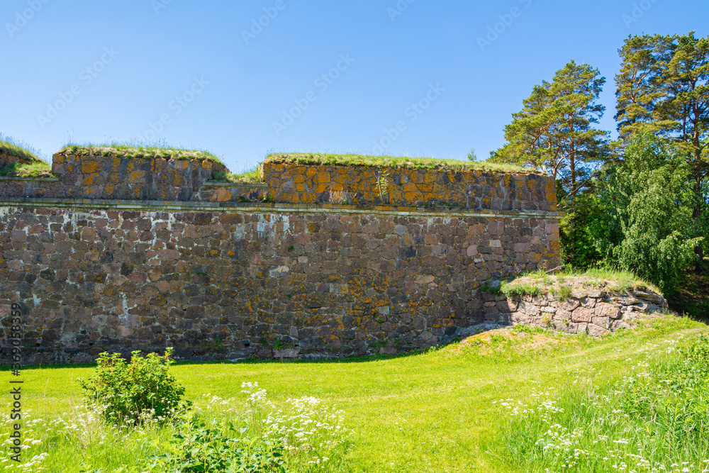 View of The wall of The Svartholm fortress, Loviisa, Finland View of The wall of The Svartholm fortress, Loviisa, Finland