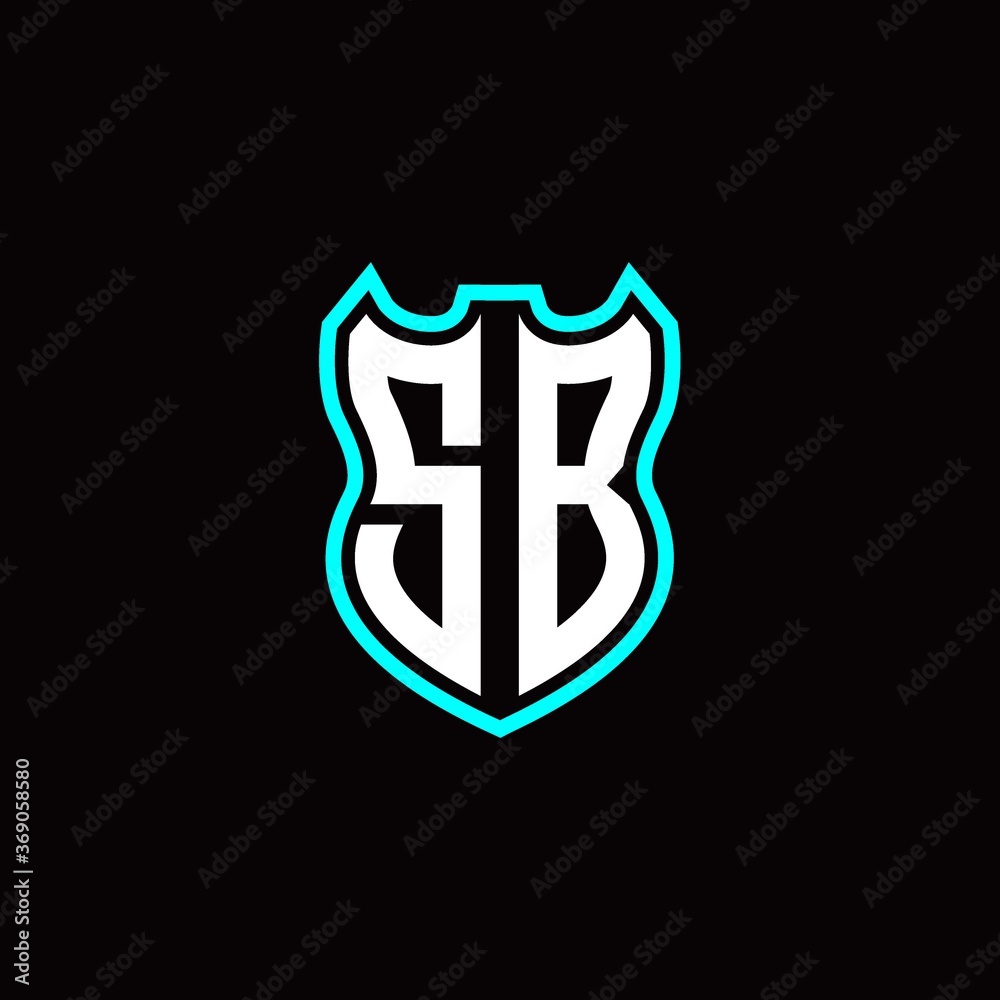 S B initial logo design with shield shape