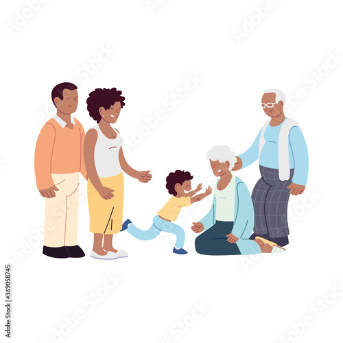 Grandmother grandfather parents and grandson vector design