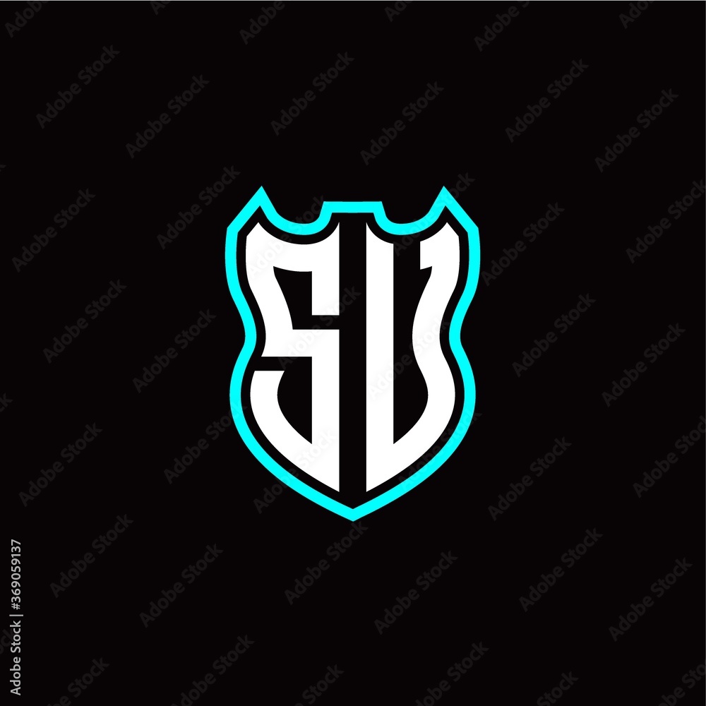 S U initial logo design with shield shape S U initial logo design with shield shape