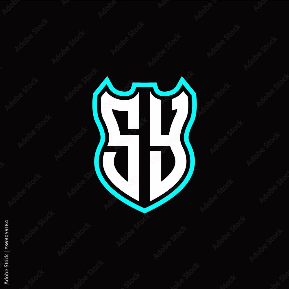 S Y initial logo design with shield shape