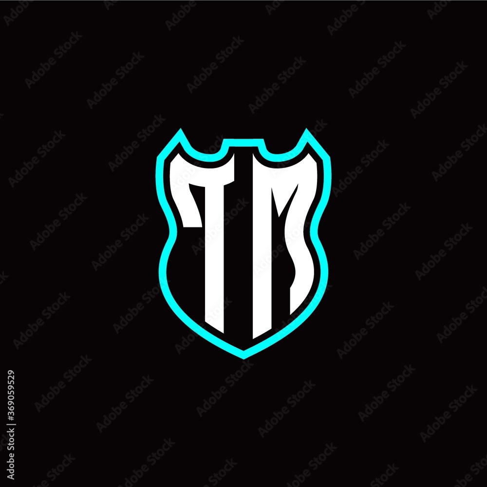 T M initial logo design with shield shape T M initial logo design with shield shape